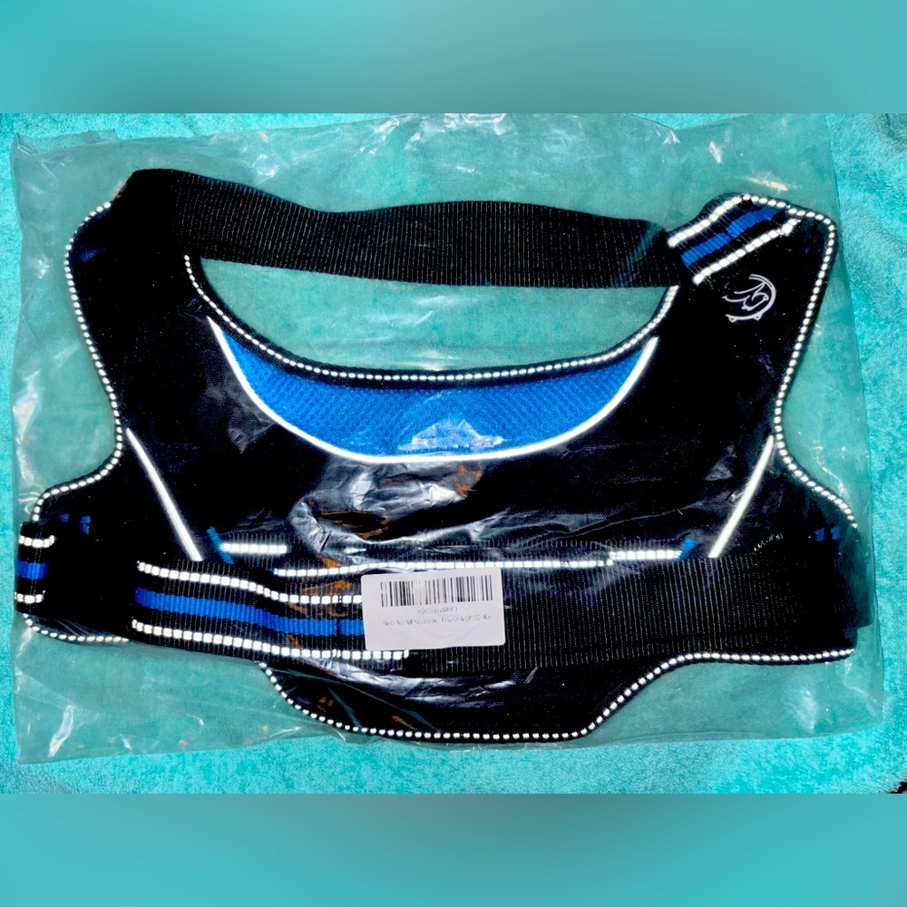 NWT DOGGY TALES Dog Harness Soft Mesh Fabric Reflective Black Blue Size 55